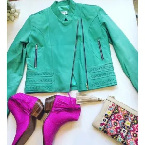 Jfahri Horizon Leather Jacket - Mint Green