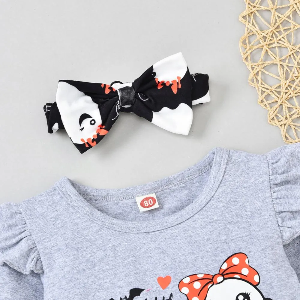 Kids Halloween Long Sleeve Romper Pants Set Wholesale Girls Clothes