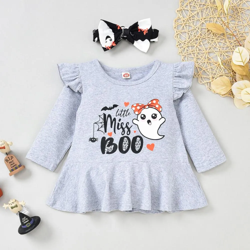Kids Halloween Long Sleeve Romper Pants Set Wholesale Girls Clothes