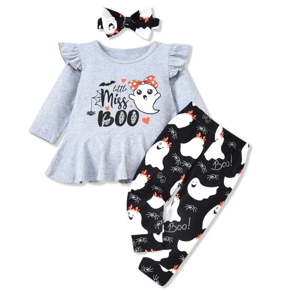 Kids Halloween Long Sleeve Romper Pants Set Wholesale Girls Clothes