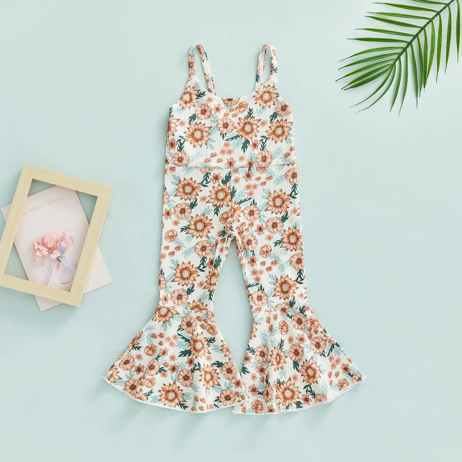 Kids Summer Girls Cartoon Rainbow Print Suspender Jumpsuit Wholesale Girls Clothing