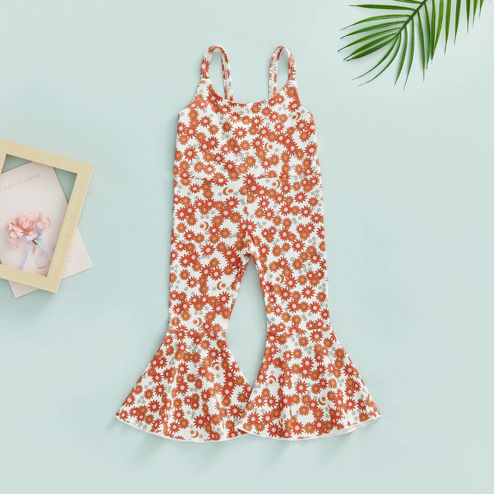 Kids Summer Girls Cartoon Rainbow Print Suspender Jumpsuit Wholesale Girls Clothing