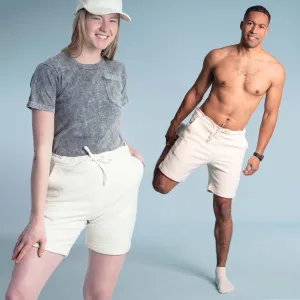 KITSILANO Elastic-free 100% Organic Cotton Fleece Sweat Gym Shorts (OC Thread Option, 100% Biodegradable)