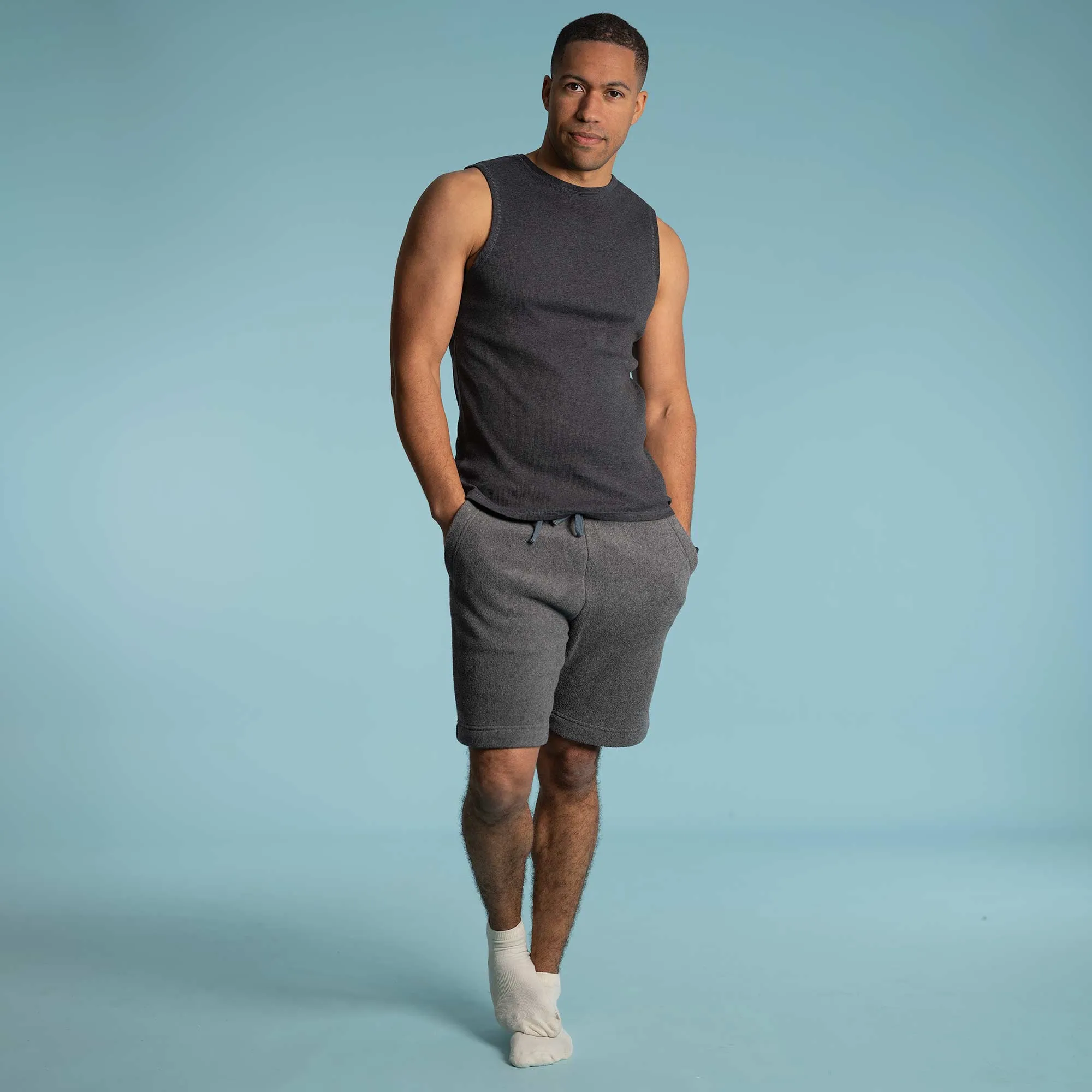 KITSILANO Elastic-free 100% Organic Cotton Fleece Sweat Gym Shorts (OC Thread Option, 100% Biodegradable)