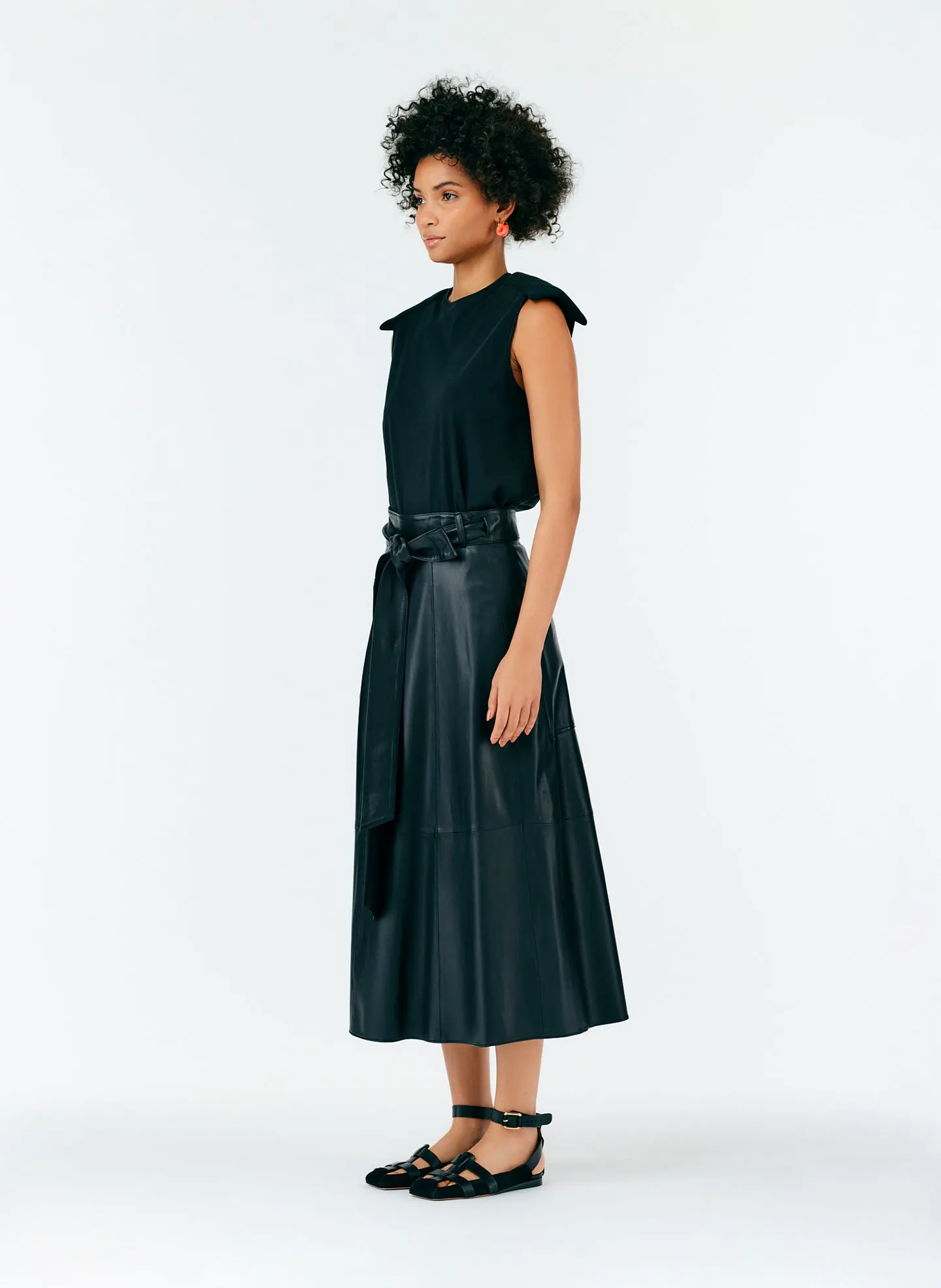 Leather Cargo Back Wrap Skirt