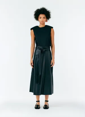 Leather Cargo Back Wrap Skirt