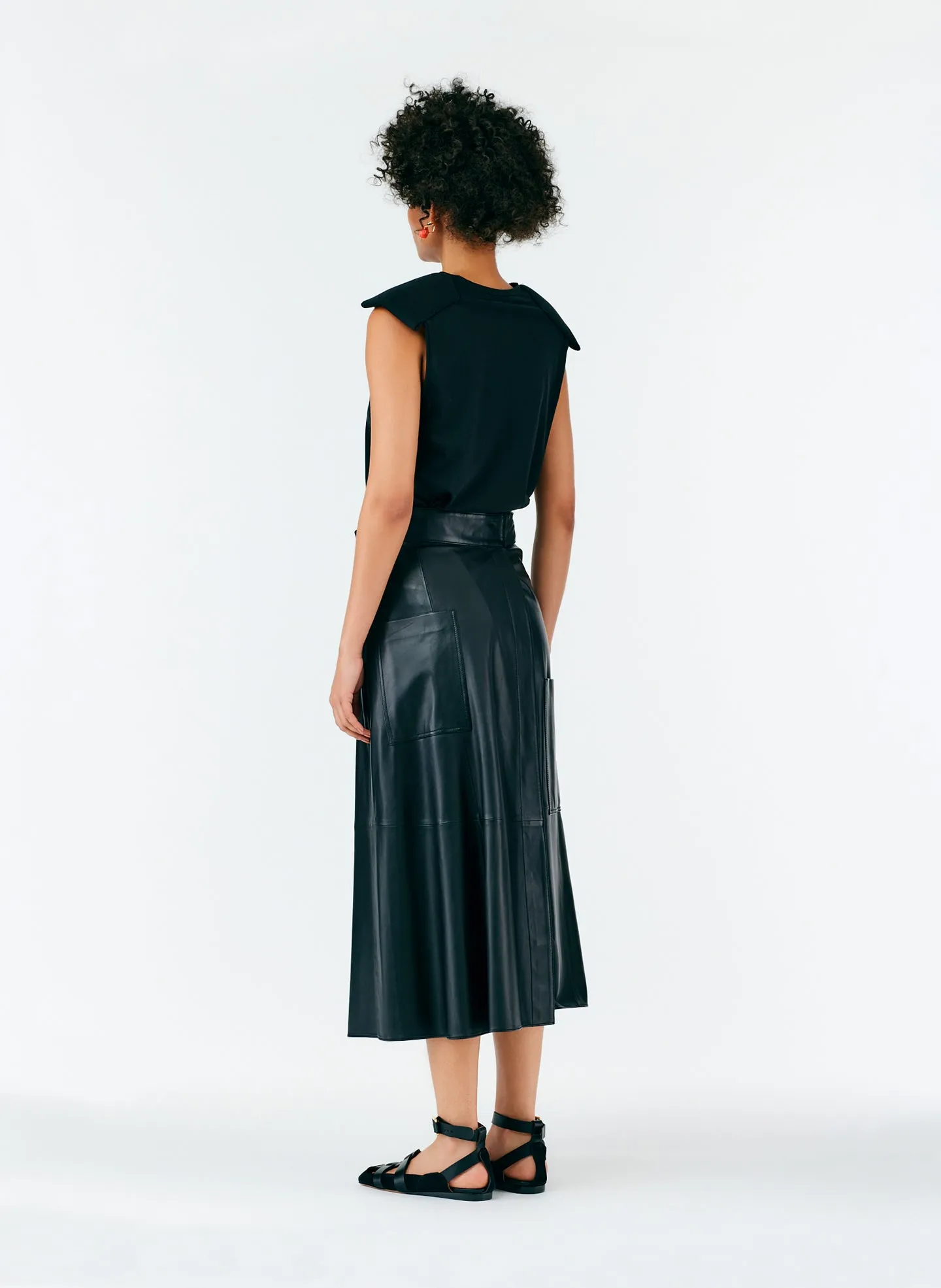 Leather Cargo Back Wrap Skirt