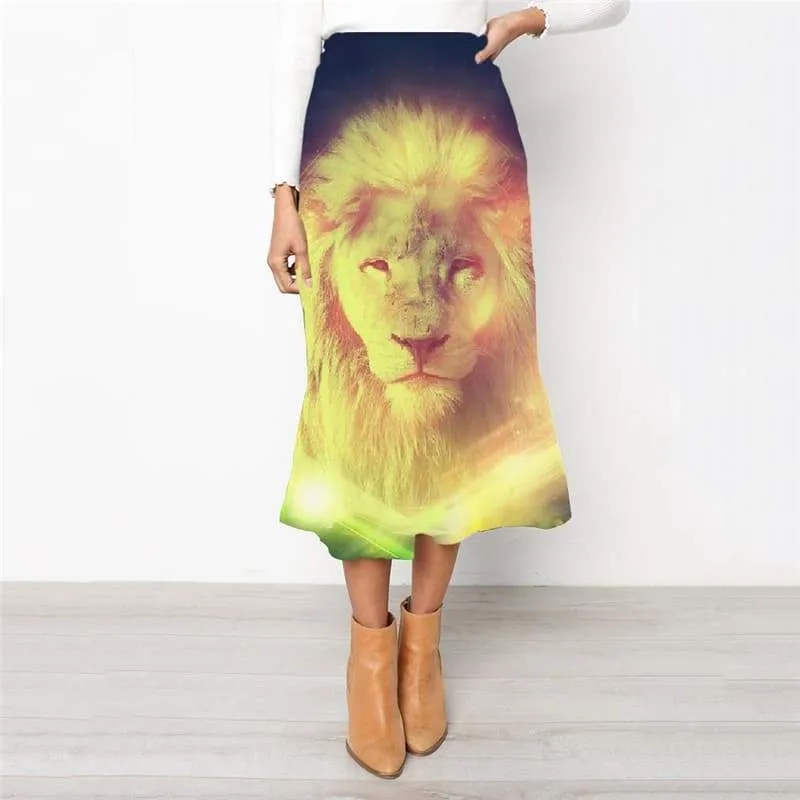 Lion Skirts Women Animal Skirt Ladies Anime Rock Frauen Galaxy High waist skirts Colorful School skirt