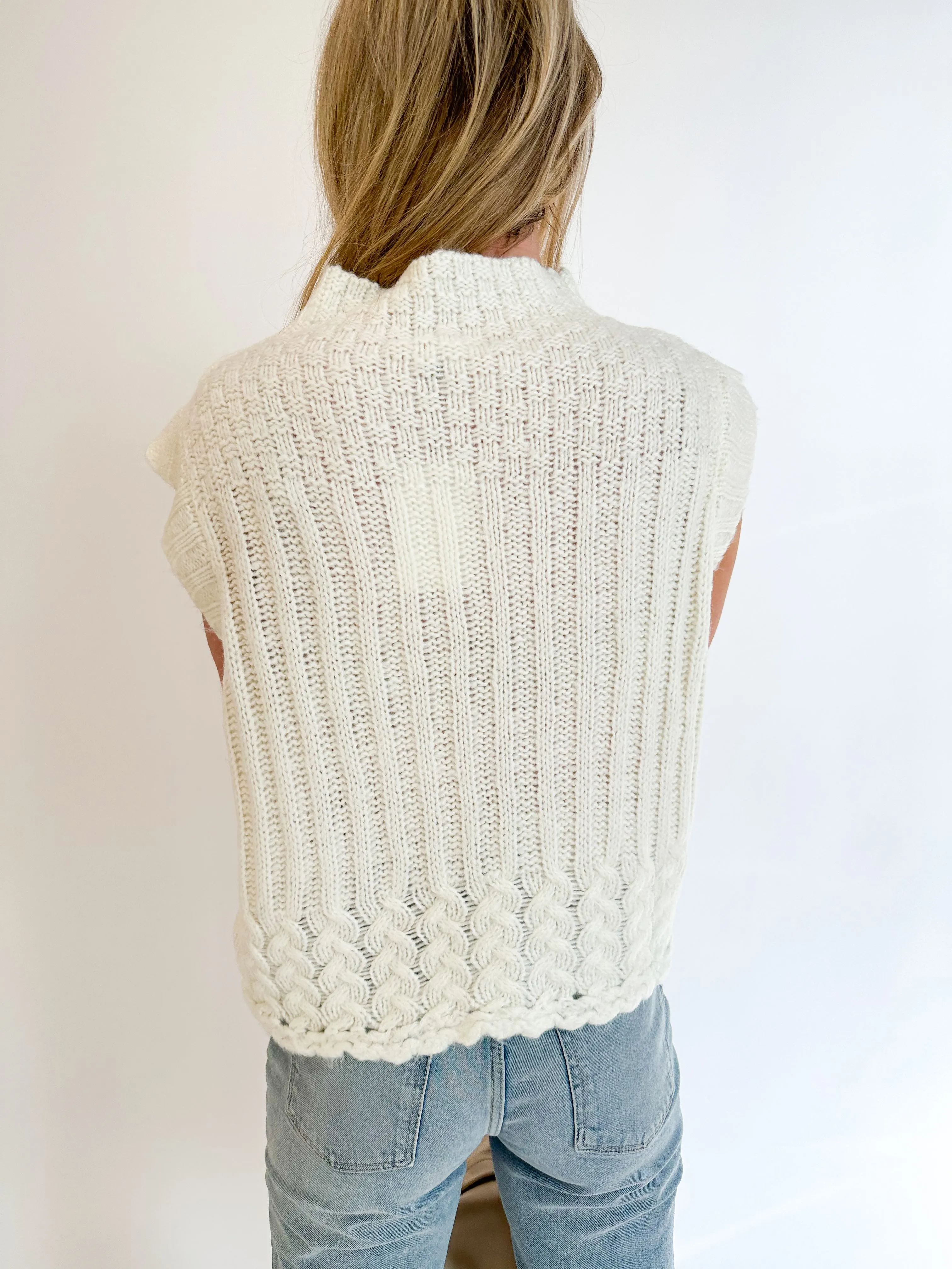 Lundyn Mixed Knit Mock Neck Sweater Tank