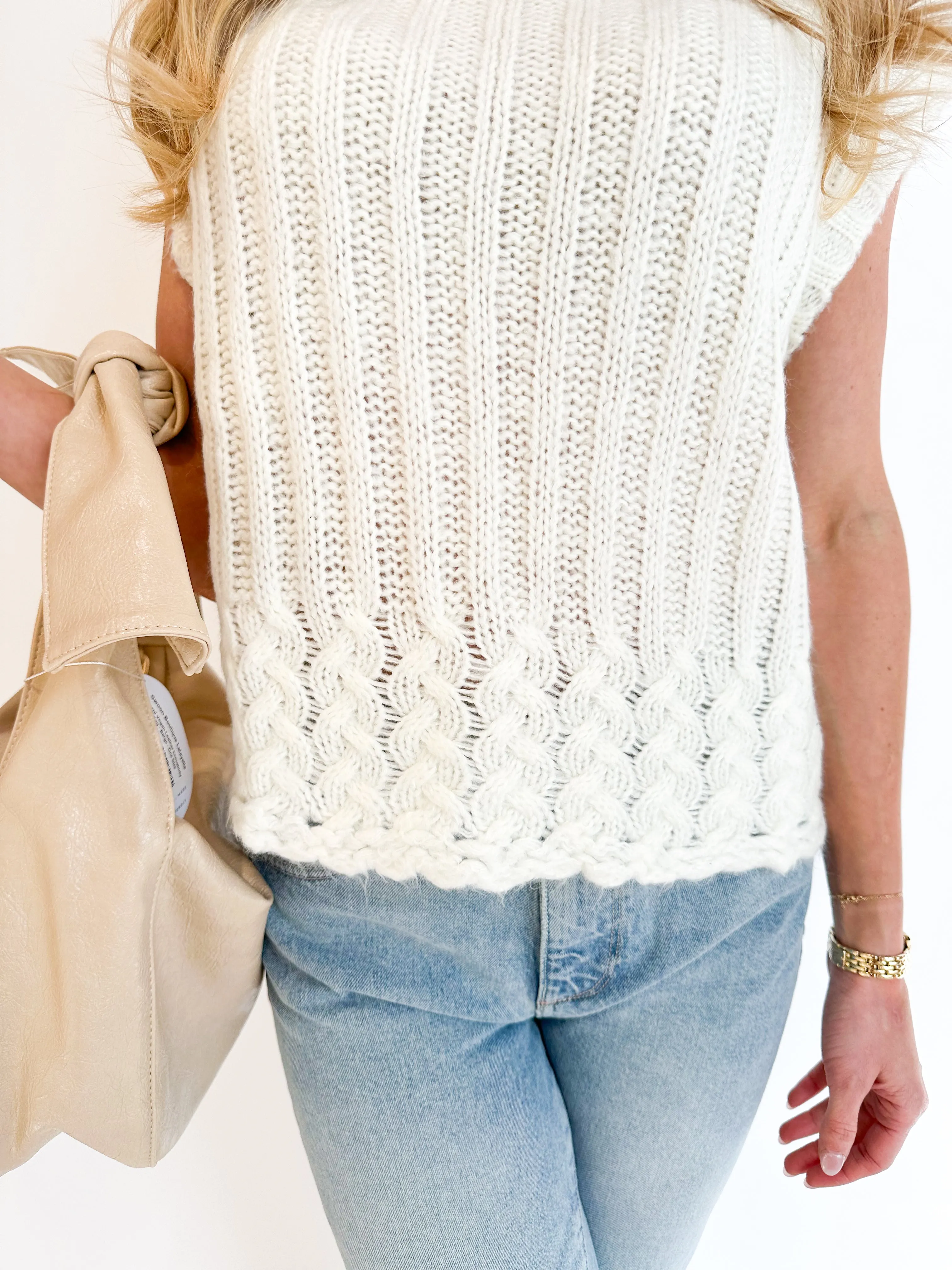Lundyn Mixed Knit Mock Neck Sweater Tank