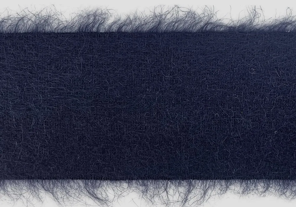 Luxurious Midnight Navy Mohair Blend Trim (Made in Italy)
