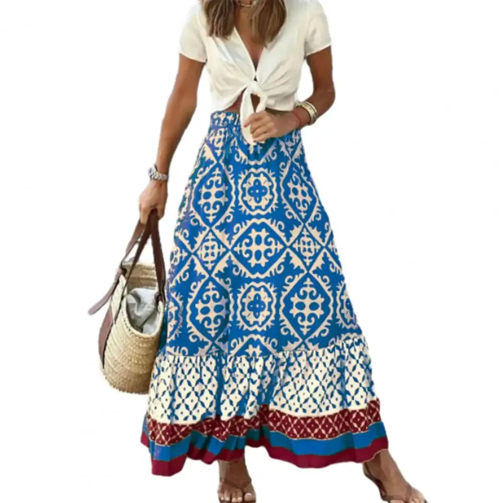LVSANW Beautiful  Skirt Soft Bohemian Summer Maxi Skirt High Waist Colorful Print Summer Maxi Skirt Female Clothes