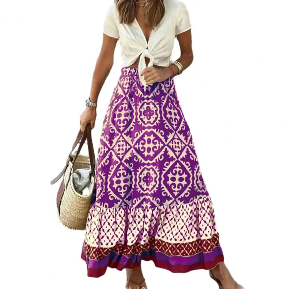 LVSANW Beautiful  Skirt Soft Bohemian Summer Maxi Skirt High Waist Colorful Print Summer Maxi Skirt Female Clothes