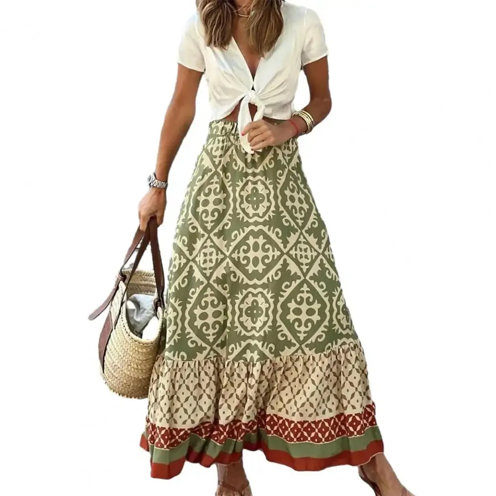 LVSANW Beautiful  Skirt Soft Bohemian Summer Maxi Skirt High Waist Colorful Print Summer Maxi Skirt Female Clothes