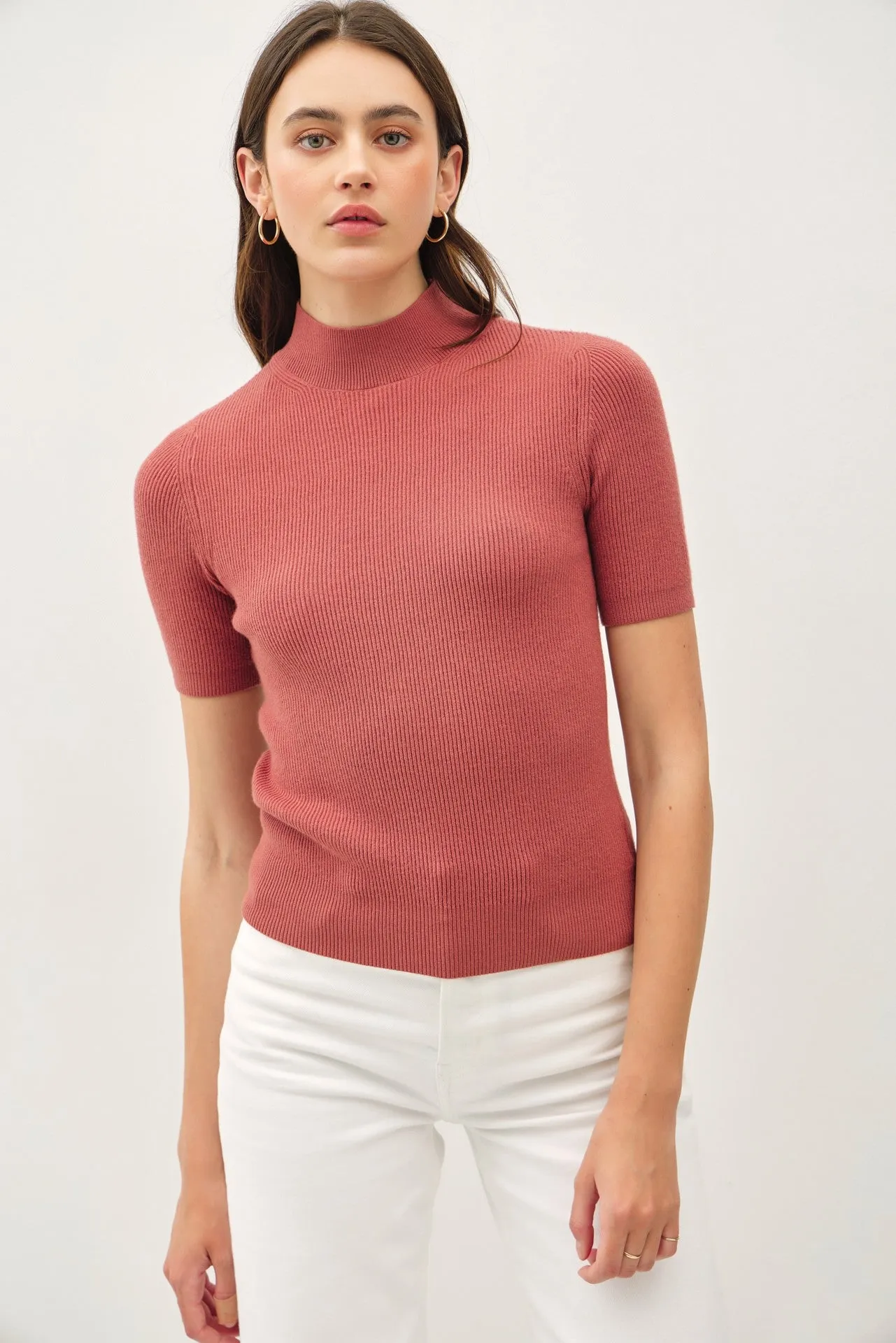 Lydia Fitted Short Sleeve Knit Sweater