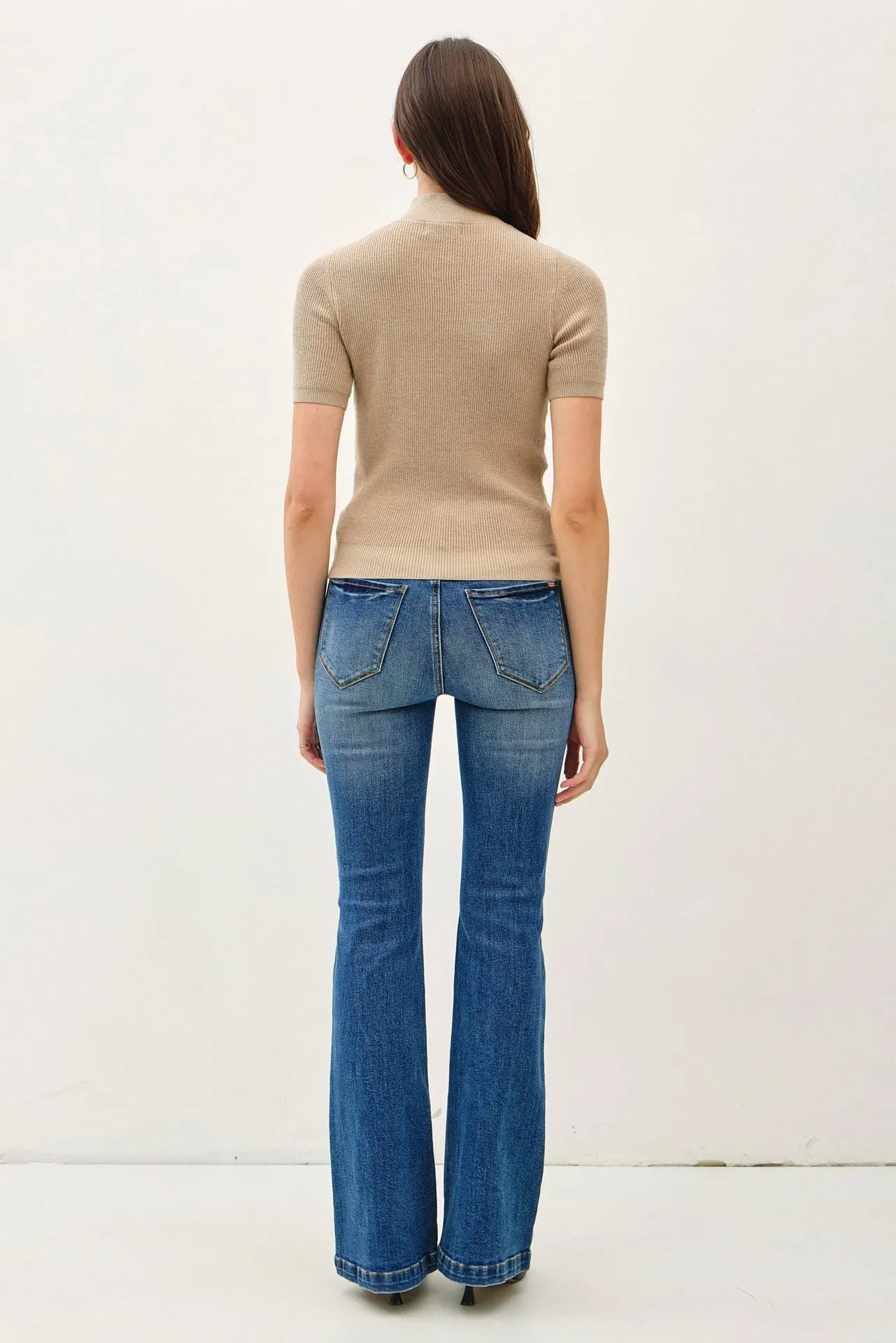 Lydia Fitted Short Sleeve Knit Sweater