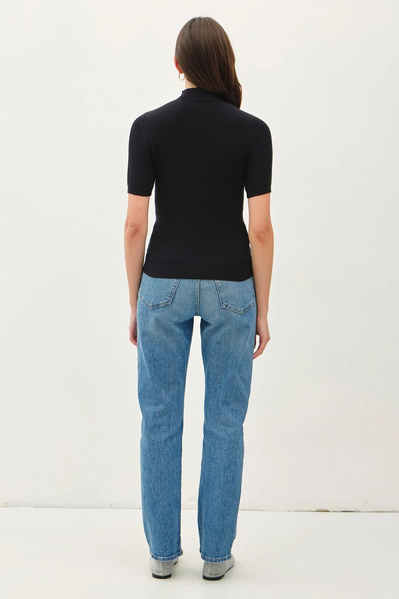Lydia Fitted Short Sleeve Knit Sweater