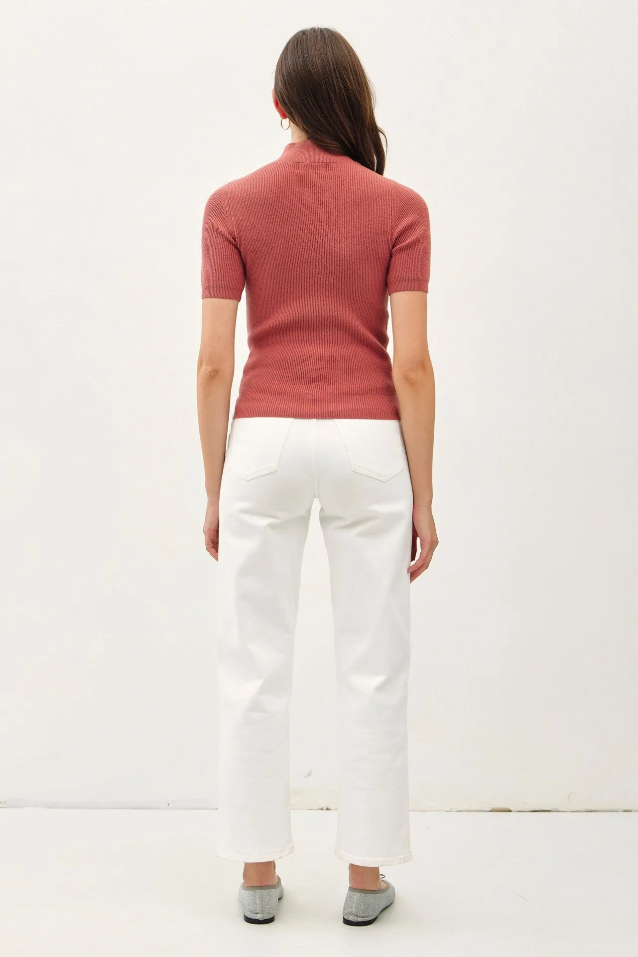 Lydia Fitted Short Sleeve Knit Sweater