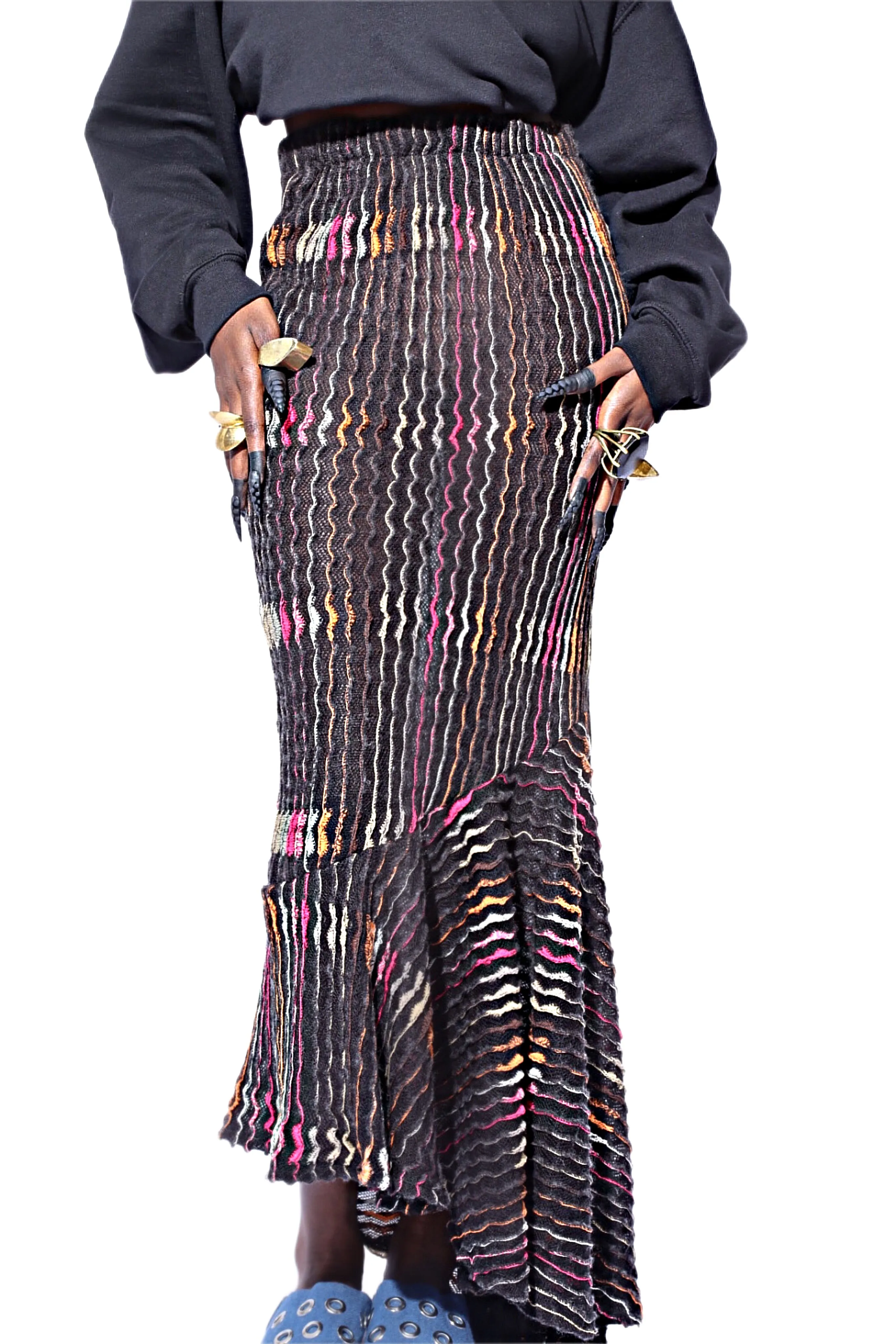 Mama Asymmetric Crochet-Knit Skirt