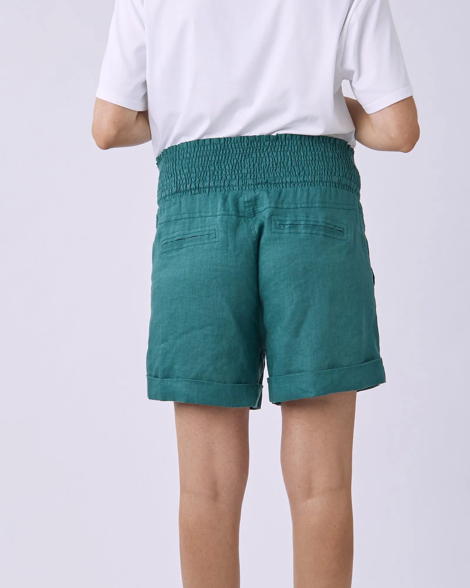 Maternity Linen Shorts In Vibrant Green