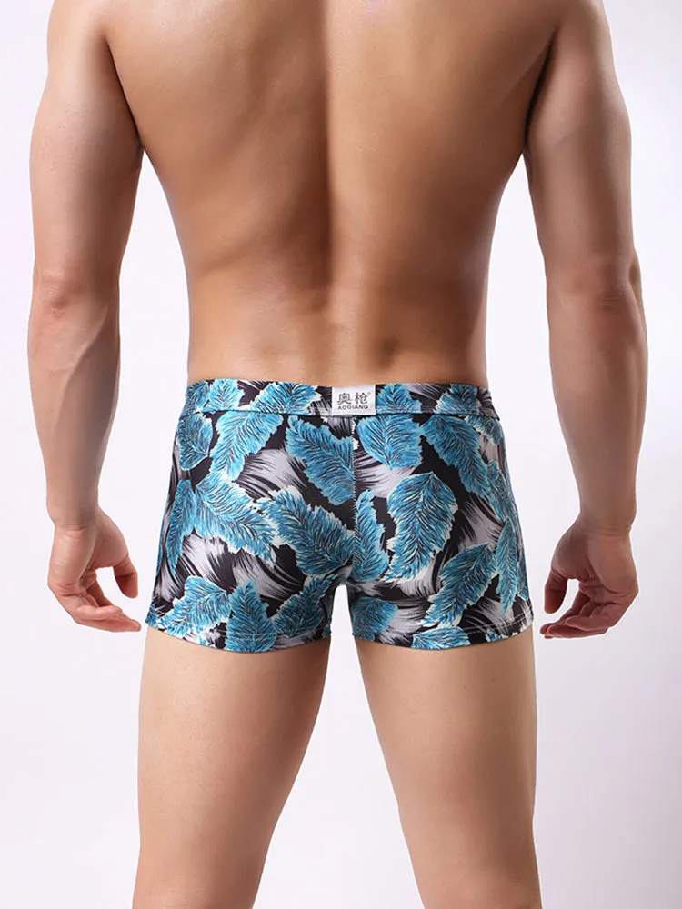 Men's Printed Skinny Swim Trunks With Drawstring