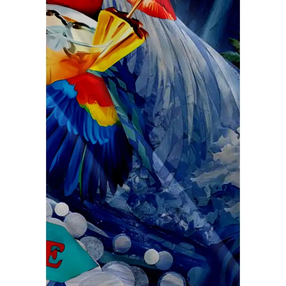 Men's Retro Parrot Vacation Palm Trees Drink Short Sleeve Shirt