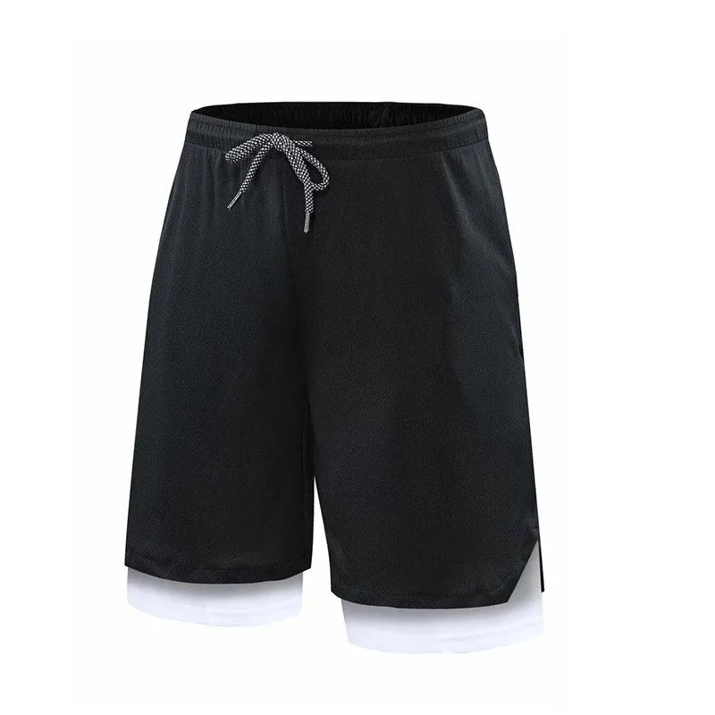 Mens Running Shorts 2 In 1 Double-deck Quick Dry GYM Sport Fitness Jogging Workout Compression Breathable Skorts Outdoor
