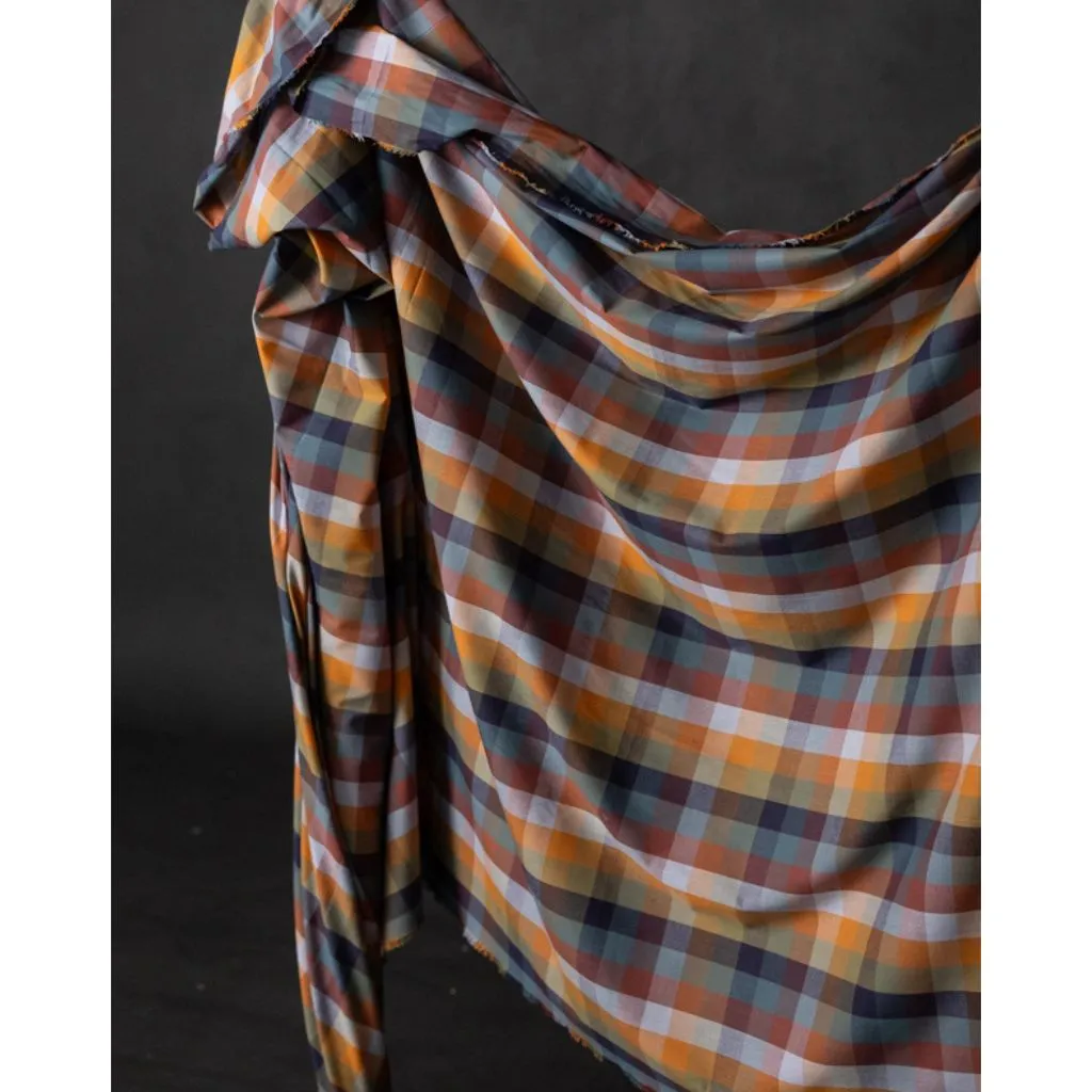 Merchant & Mills Harvest Colorful Check Organic Cotton Shirting Rust/Multi