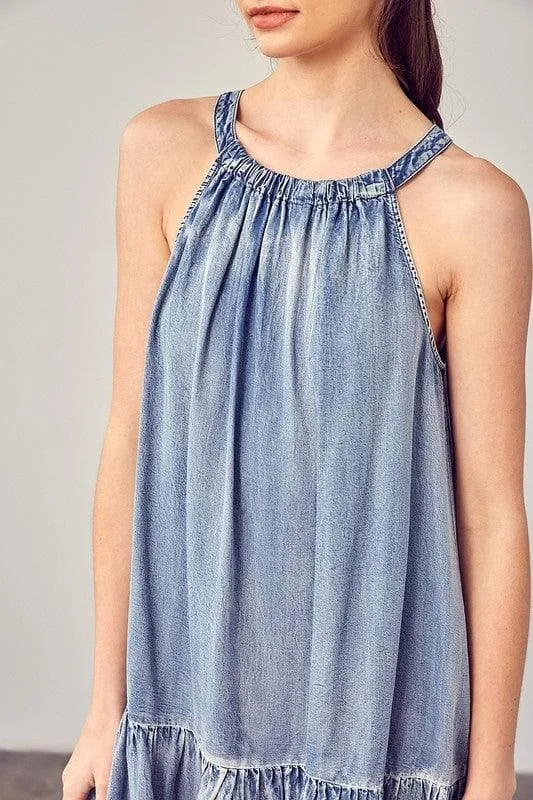 MUSTARD SEED Shirred Halter Neck Dress