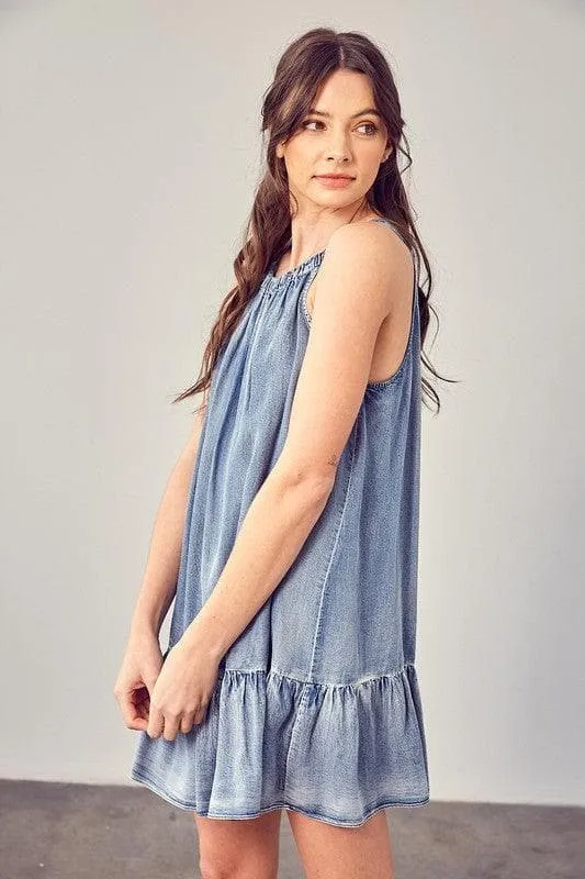 MUSTARD SEED Shirred Halter Neck Dress