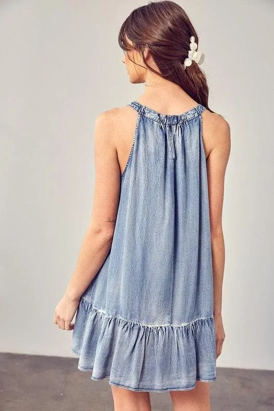 MUSTARD SEED Shirred Halter Neck Dress