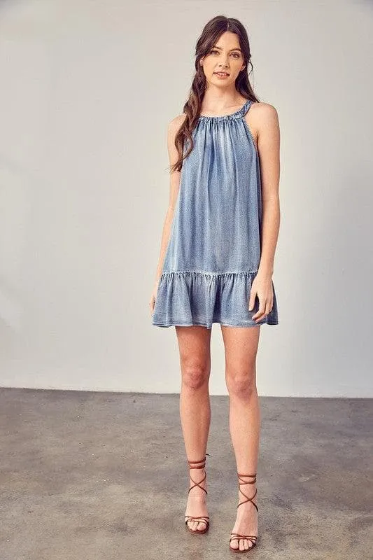 MUSTARD SEED Shirred Halter Neck Dress