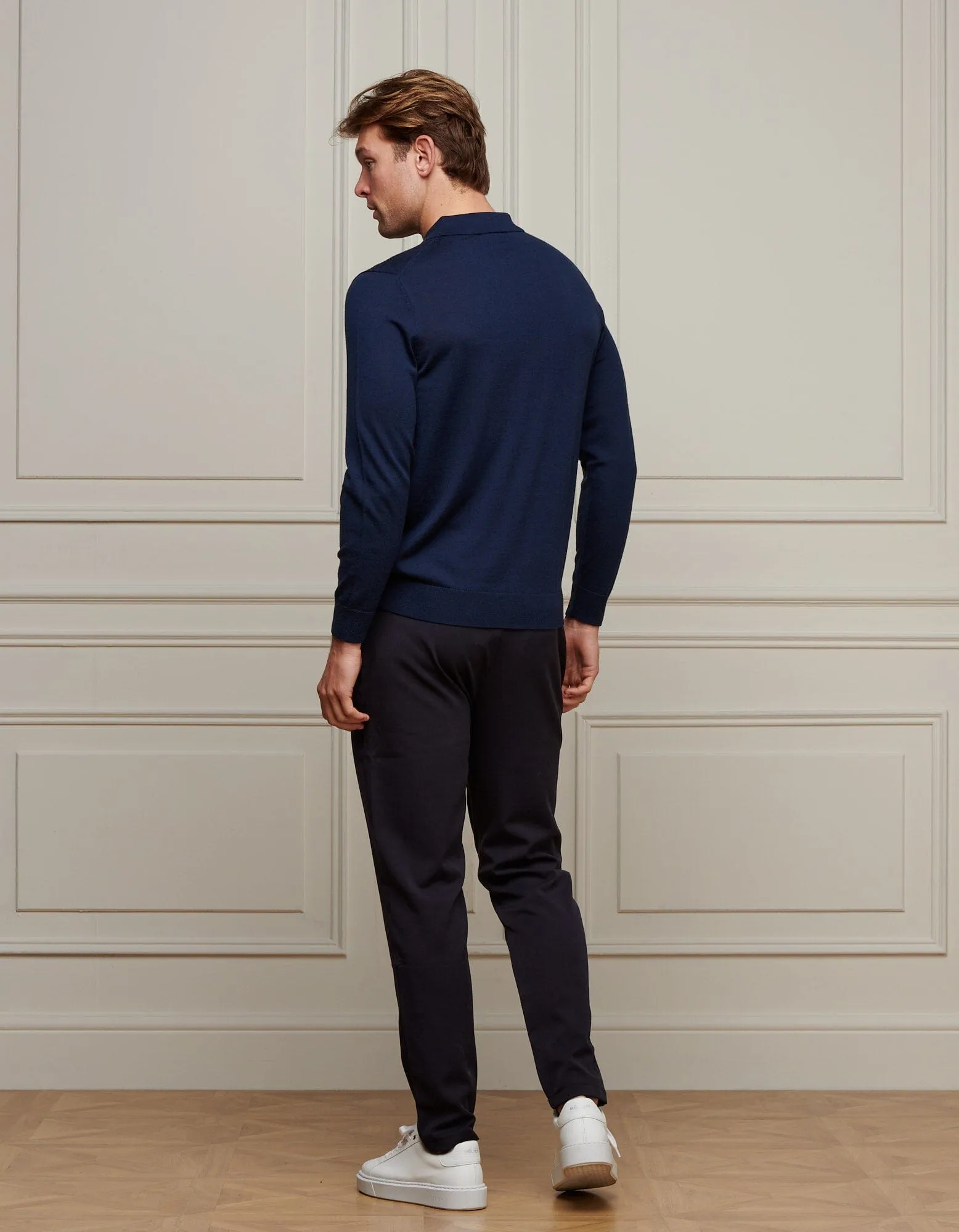 Navy 1/4 Zip L/S Polo