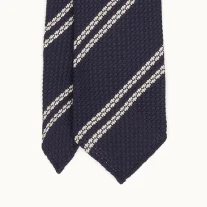 Navy Club Stripe Grenadine Tie