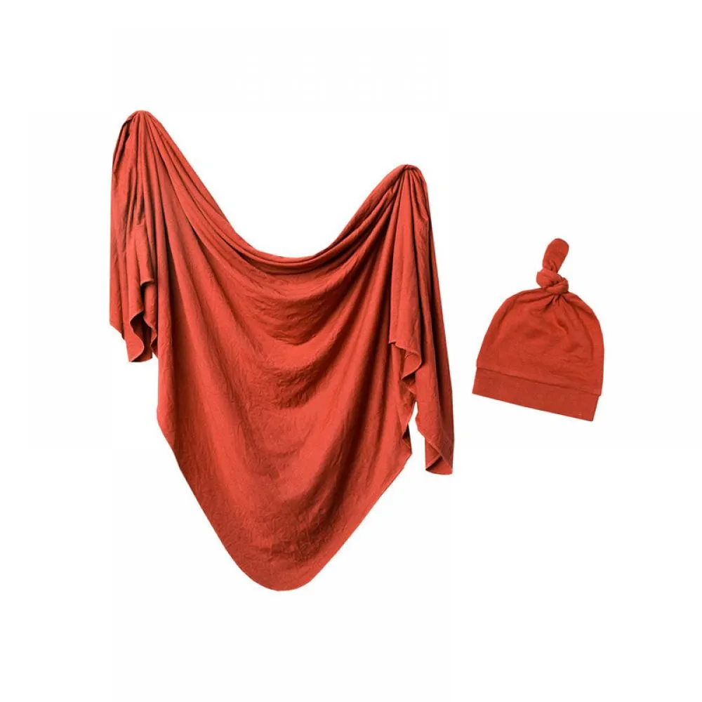 Newborn Solid Color Wrap Towel Tire Hat Headband Two-Piece Set Wholesale Baby Blankets