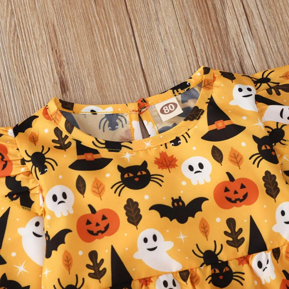 Orange Halloween Print Baby Bodysuit Baby Clothes Wholesale