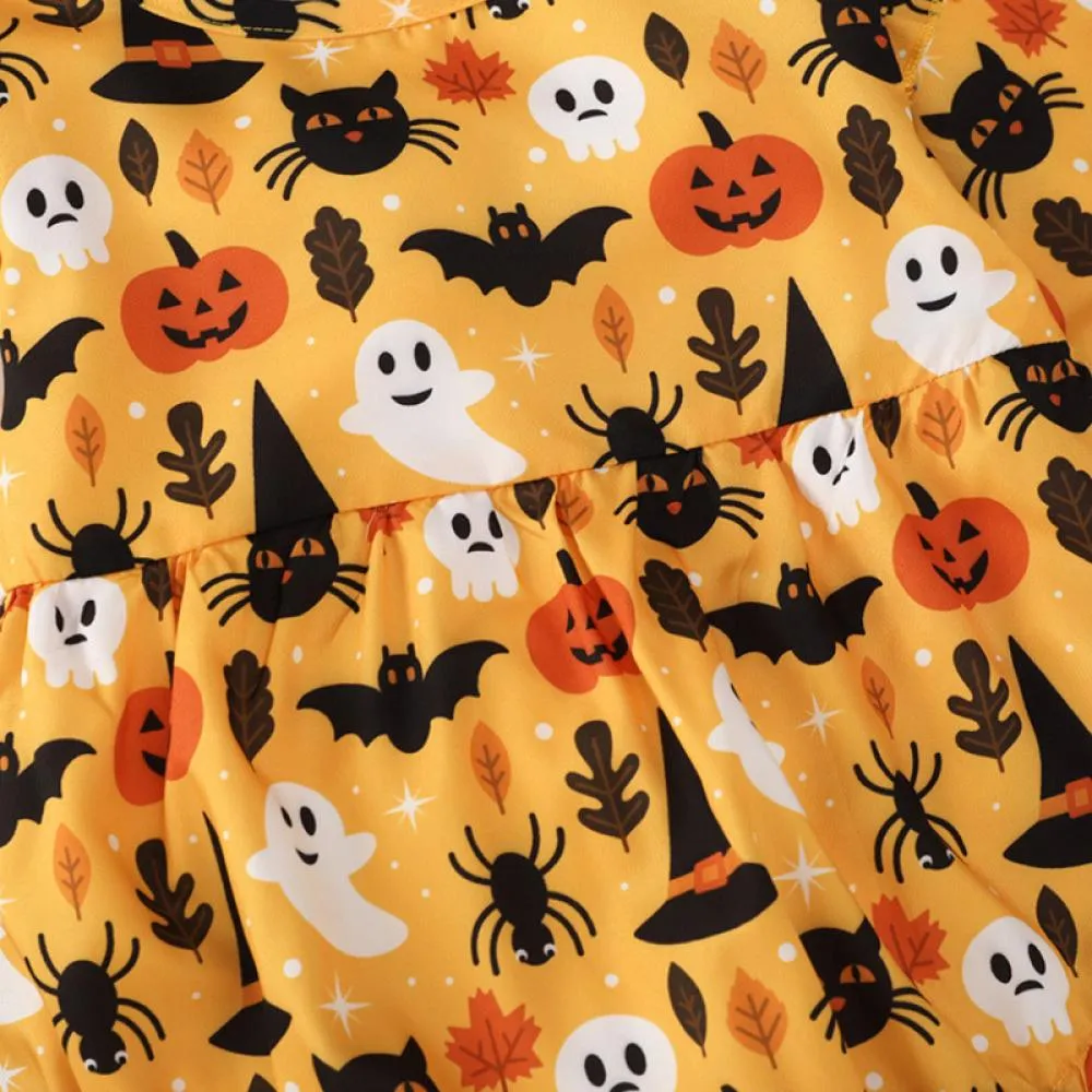 Orange Halloween Print Baby Bodysuit Baby Clothes Wholesale