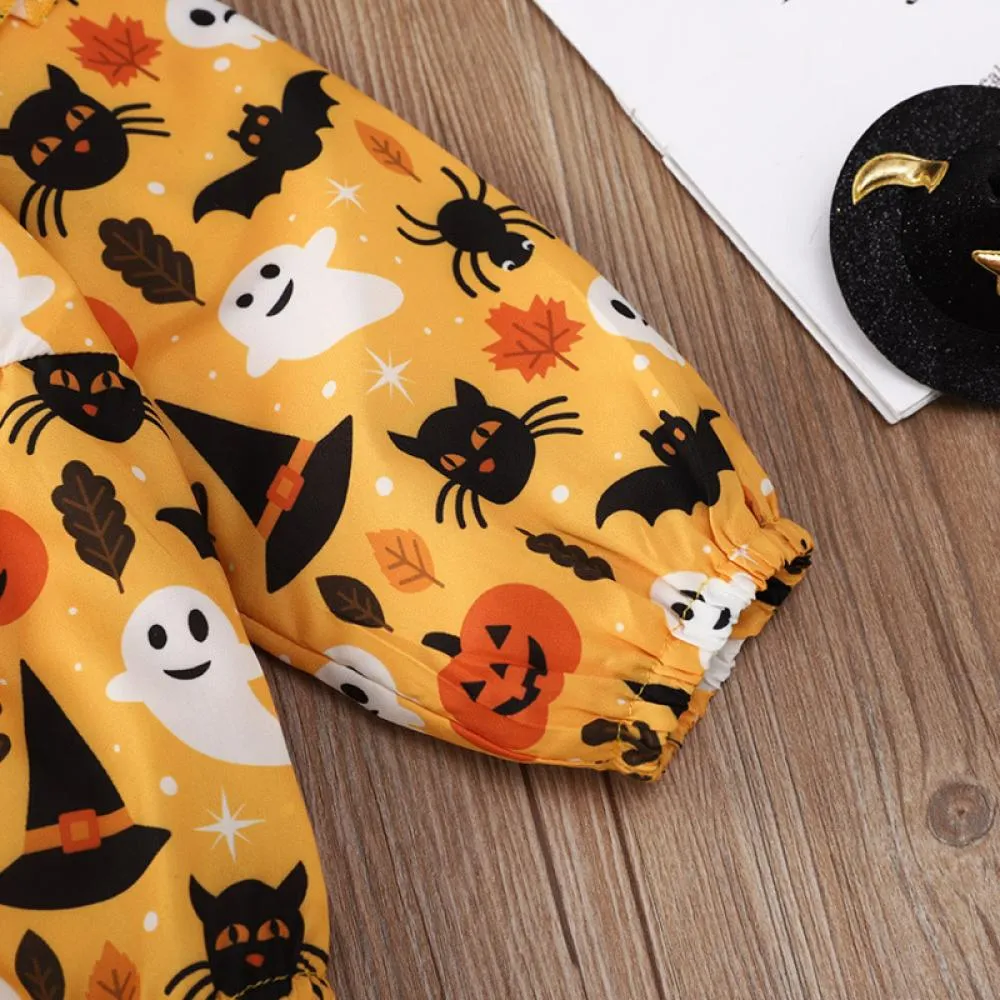 Orange Halloween Print Baby Bodysuit Baby Clothes Wholesale