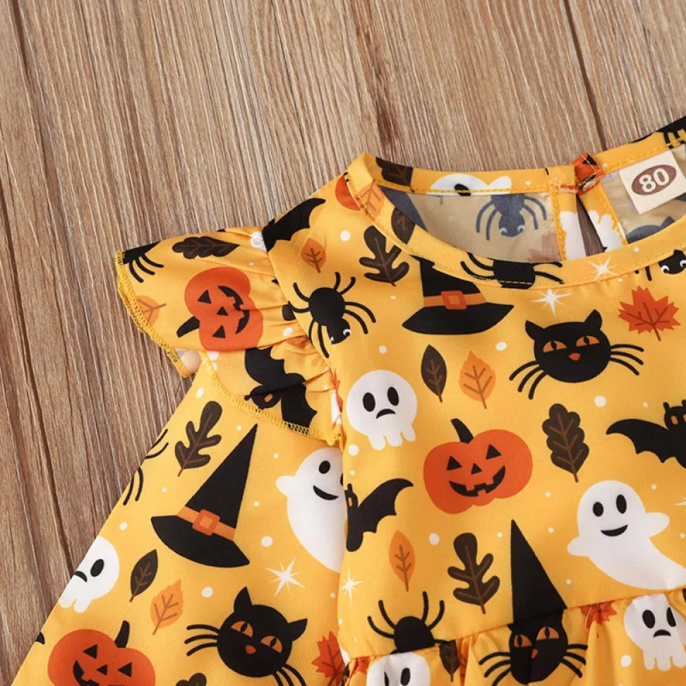 Orange Halloween Print Baby Bodysuit Baby Clothes Wholesale