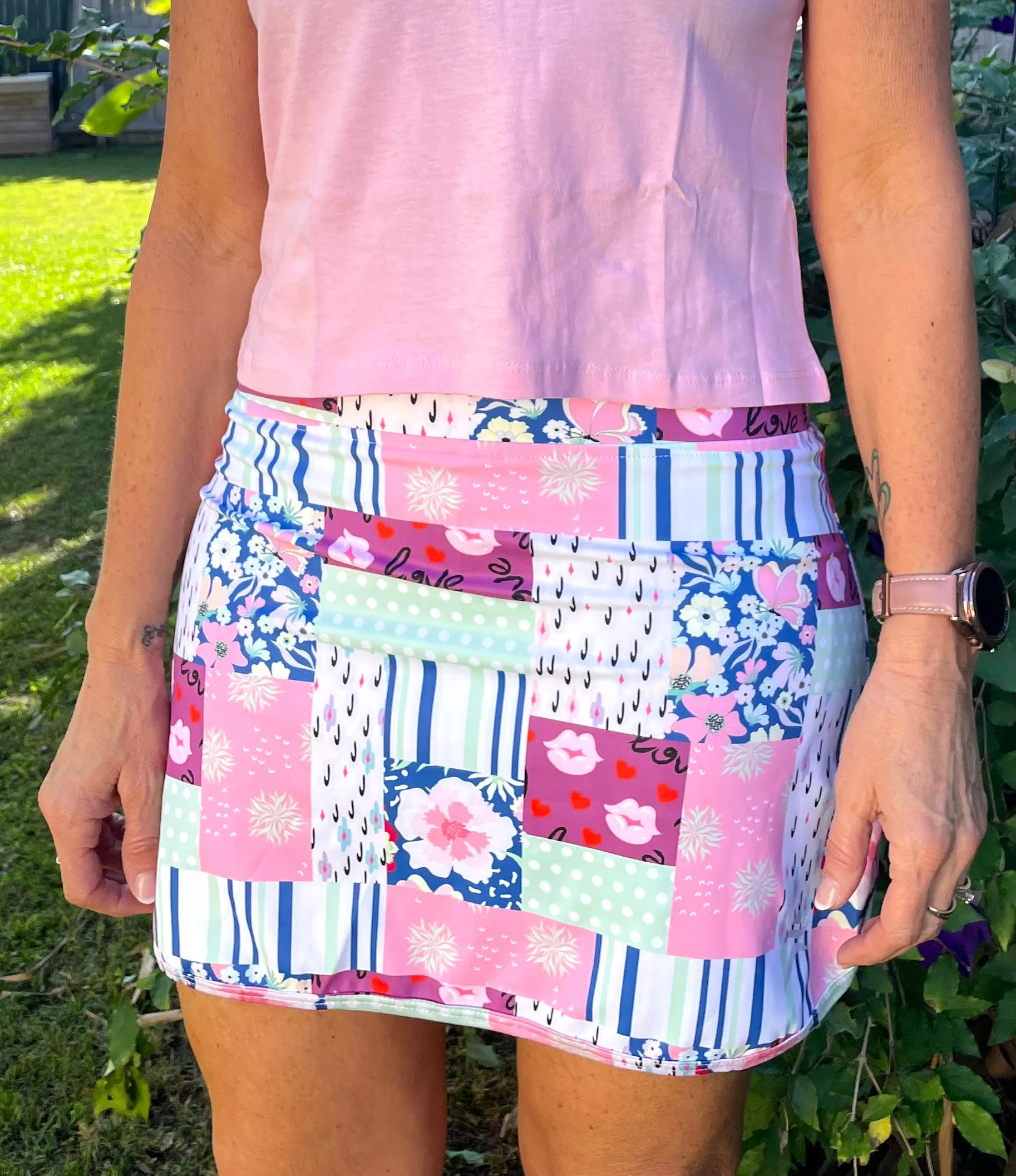 Patchwork Skort with Pockets
