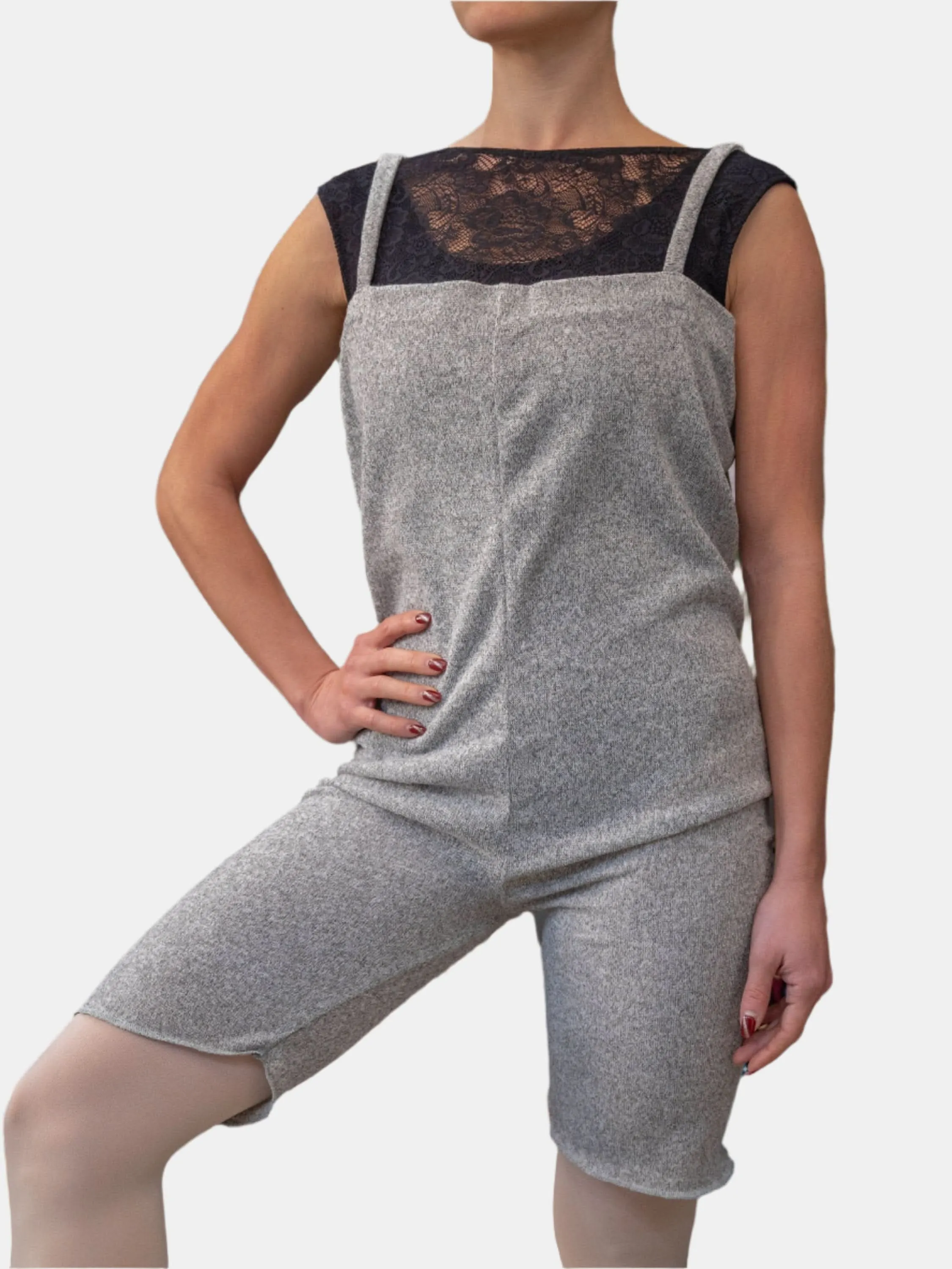 Pearl Mélange Warm-up Dance Romper MP925