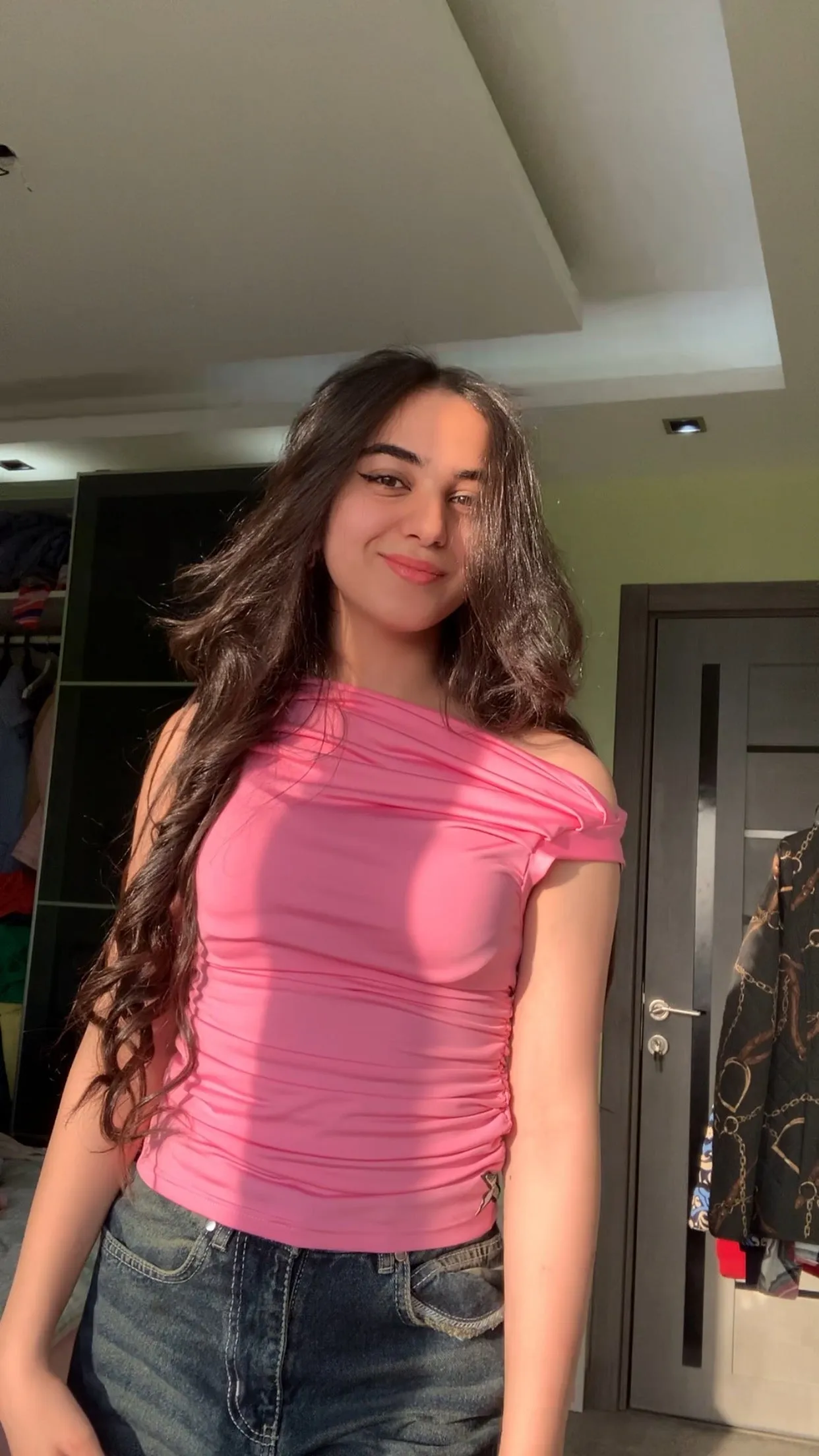 Pink Shades One Shoulder Drappe Top
