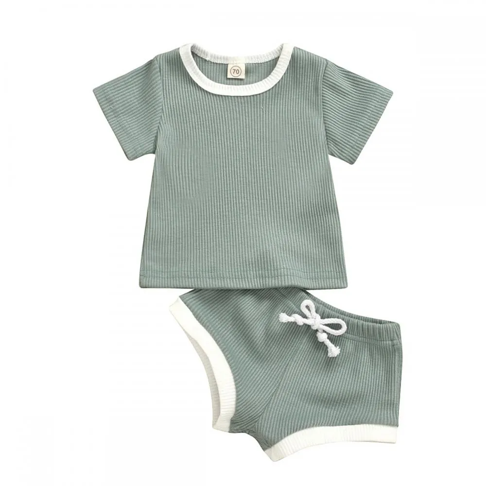 Pit Strip Short-Sleeved Two-Piece Summer Boys And Girls Baby Suits Wholesale Baby Clothes