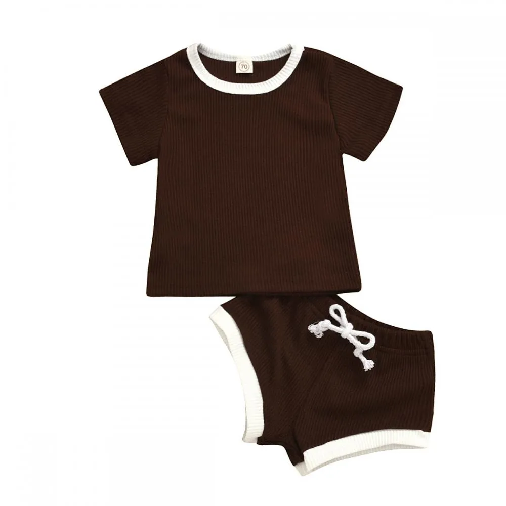 Pit Strip Short-Sleeved Two-Piece Summer Boys And Girls Baby Suits Wholesale Baby Clothes