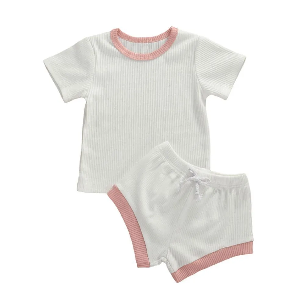 Pit Strip Short-Sleeved Two-Piece Summer Boys And Girls Baby Suits Wholesale Baby Clothes