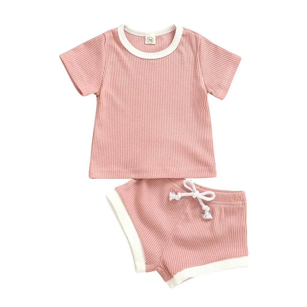 Pit Strip Short-Sleeved Two-Piece Summer Boys And Girls Baby Suits Wholesale Baby Clothes
