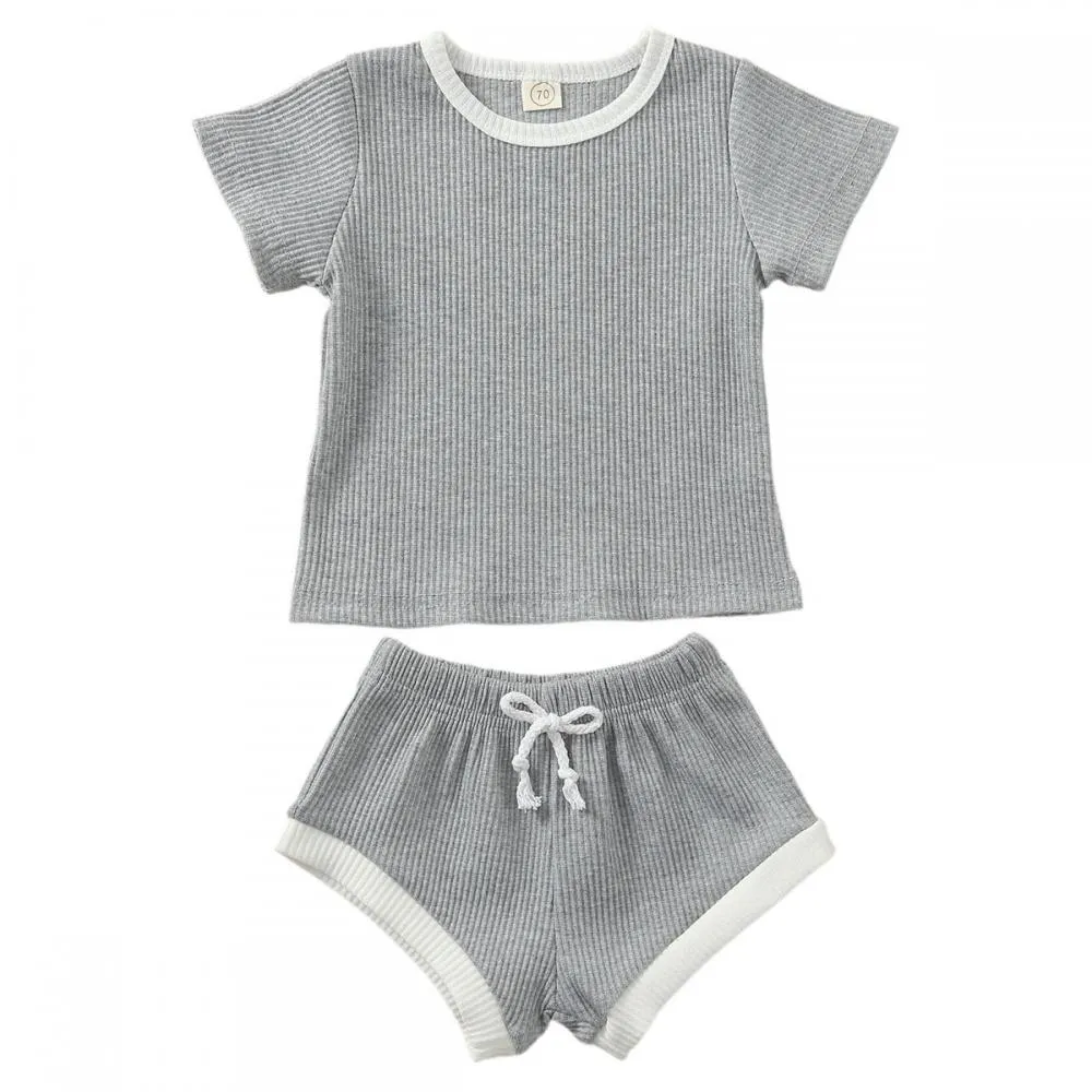 Pit Strip Short-Sleeved Two-Piece Summer Boys And Girls Baby Suits Wholesale Baby Clothes