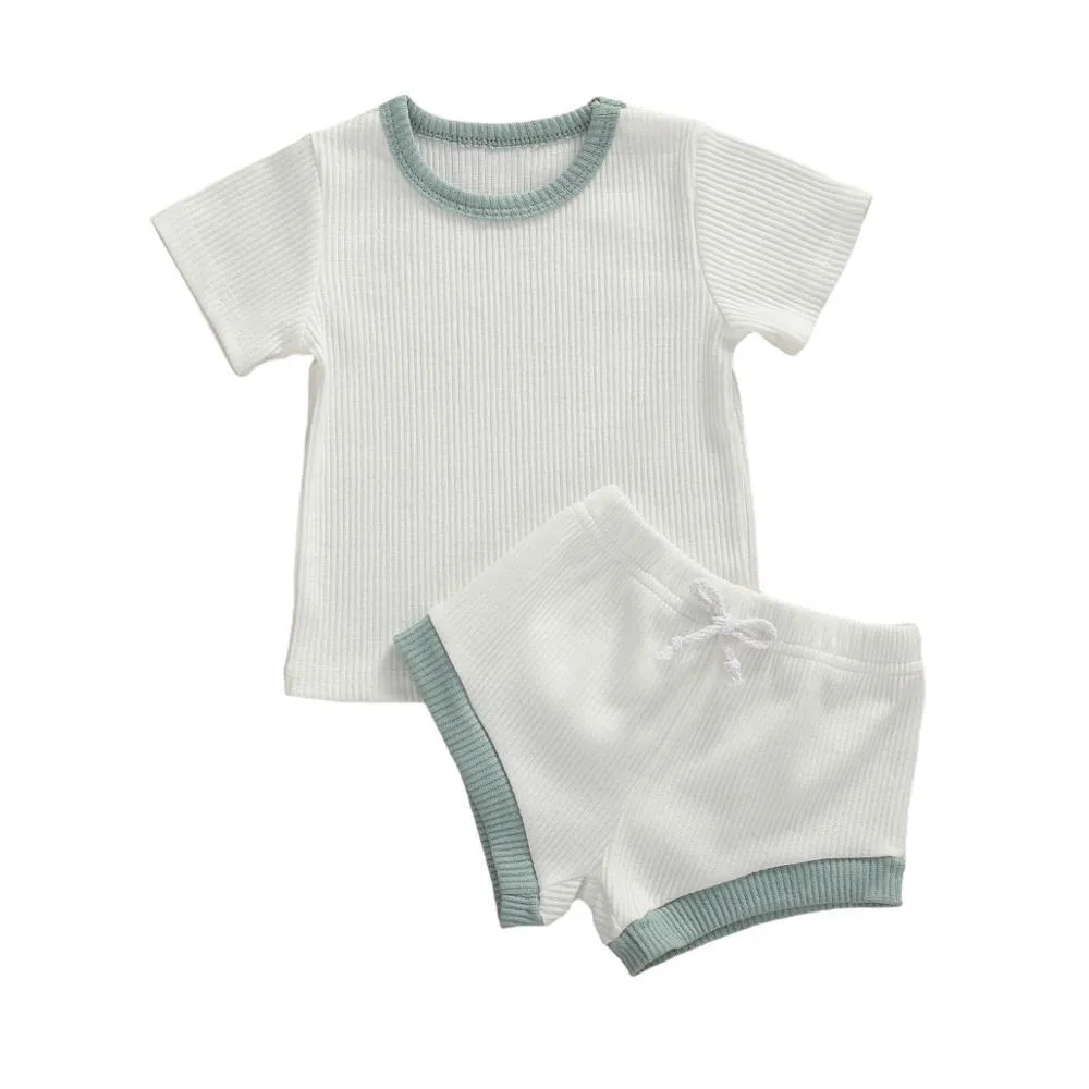 Pit Strip Short-Sleeved Two-Piece Summer Boys And Girls Baby Suits Wholesale Baby Clothes