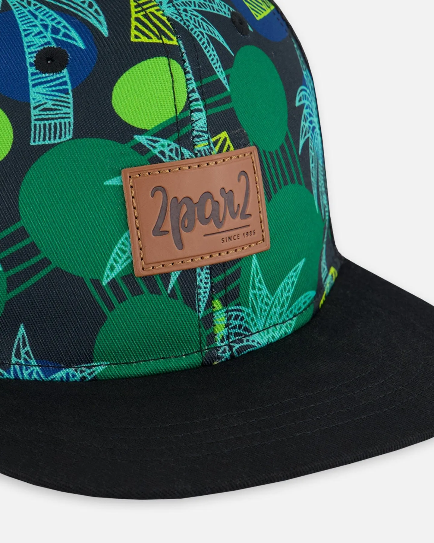 Printed Cap Green Jungle On Black