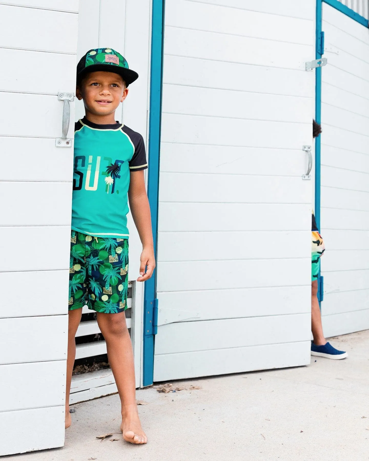 Printed Swim Trunks Green Jungle On Black